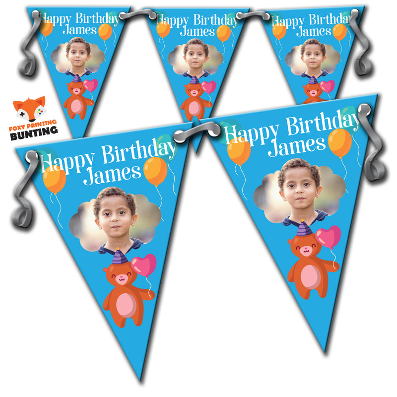 RM32 Single Bear Birthday Bunting B Personalised Custom Bunting Premium Party Decorations  (Standard Bunting (14.8cm X 21cm))