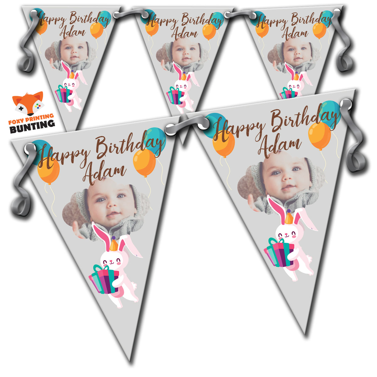 RM33 Single Bear Birthday Bunting C Personalised Custom Bunting Premium Party Decorations  (Standard Bunting (14.8cm X 21cm)) – RM33 Single Bear Birthday Bunting C Personalised Custom Bunting
