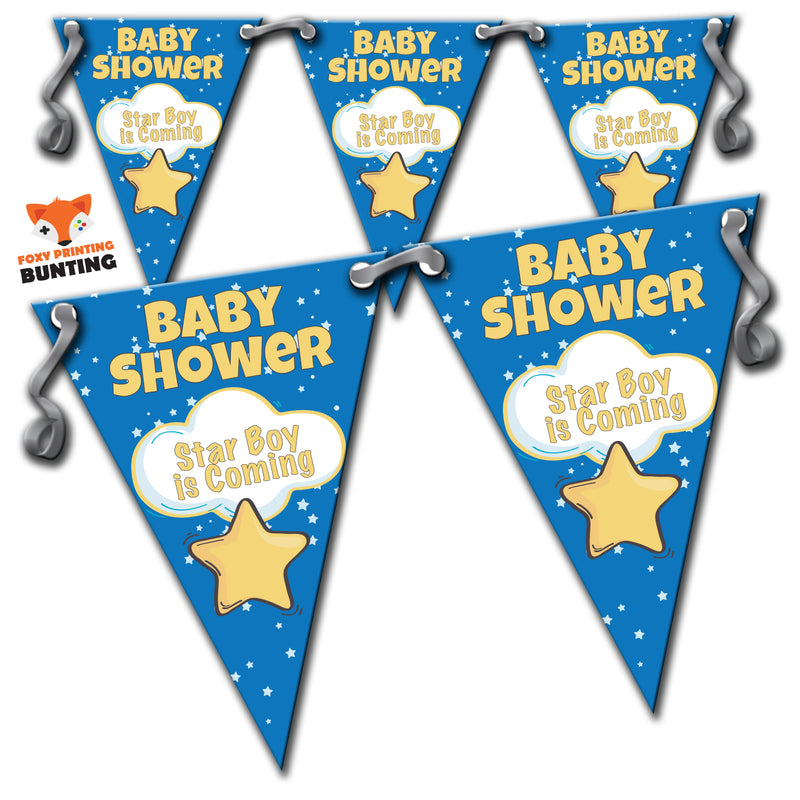 RM39 Single Boy Baby Shower Bunting C Personalised Custom Bunting Premium Party Decorations  (Standard Bunting (14.8cm X 21cm))