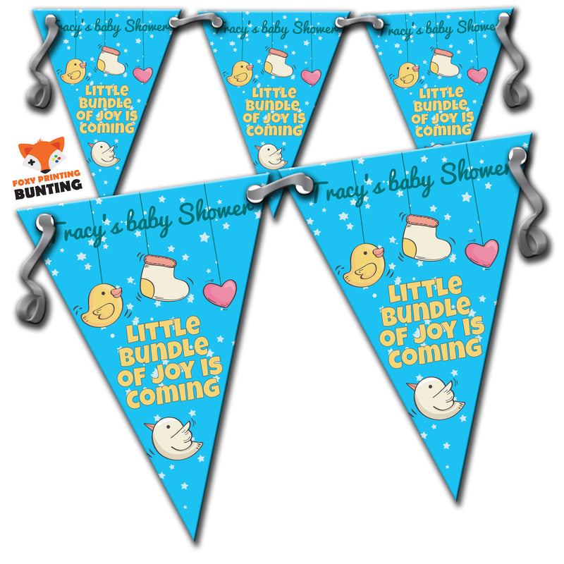 RM40 Single Boy Baby Shower Bunting D Personalised Custom Bunting Premium Party Decorations  (Standard Bunting (14.8cm X 21cm))