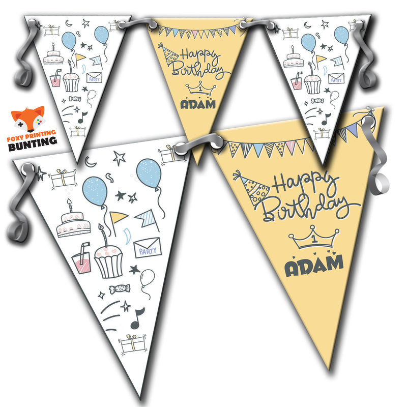 RM7 Birthday Bunting A Personalised Custom Bunting Premium Party Decorations  (Standard Bunting (14.8cm X 21cm))