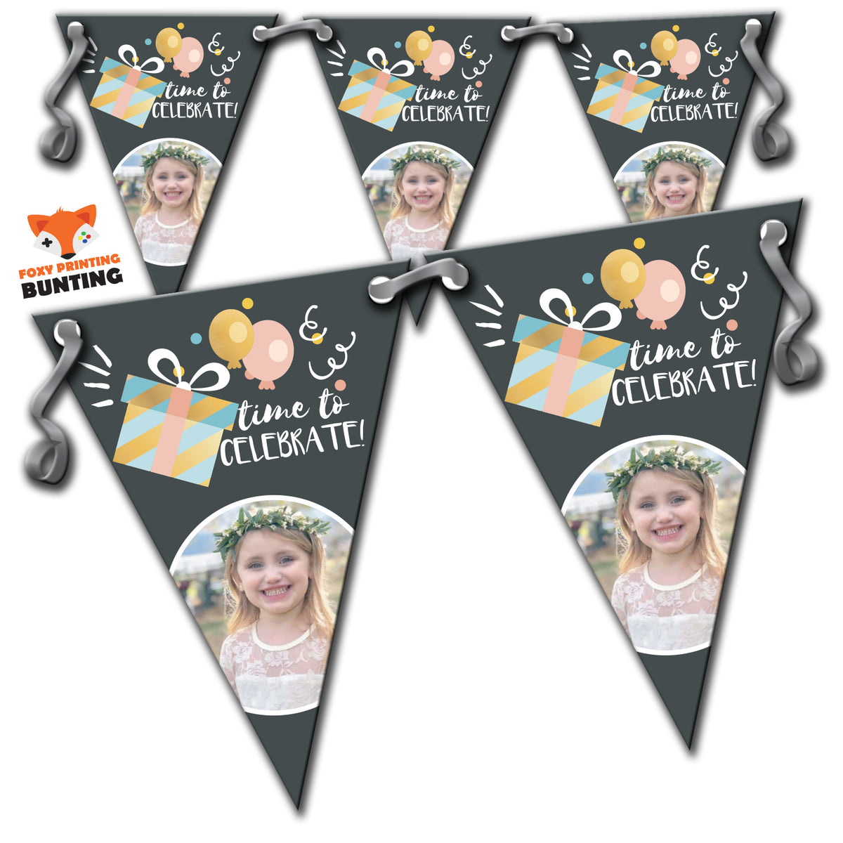 RM72 Single Birthday Bunting B Personalised Custom Bunting Premium Party Decorations  (Standard Bunting (14.8cm X 21cm)) – RM72 Single Birthday Bunting B Personalised Custom Bunting