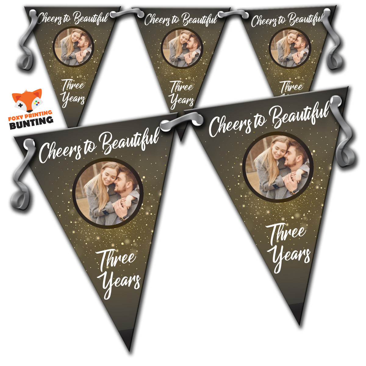 RM75 Single Gold Anniversary Bunting B Personalised Custom Bunting Premium Party Decorations  (Standard Bunting (14.8cm X 21cm)) – RM75 Single Gold Anniversary Bunting B Personalised Custom Bunting