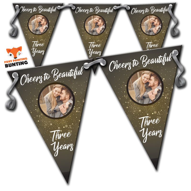 RM75 Single Gold Anniversary Bunting B Personalised Custom Bunting Premium Party Decorations  (Standard Bunting (14.8cm X 21cm))