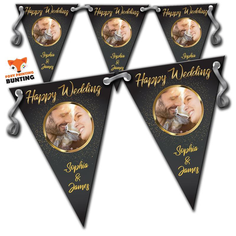 RM76 Single Gold Anniversary Bunting C Personalised Custom Bunting Premium Party Decorations  (Standard Bunting (14.8cm X 21cm))