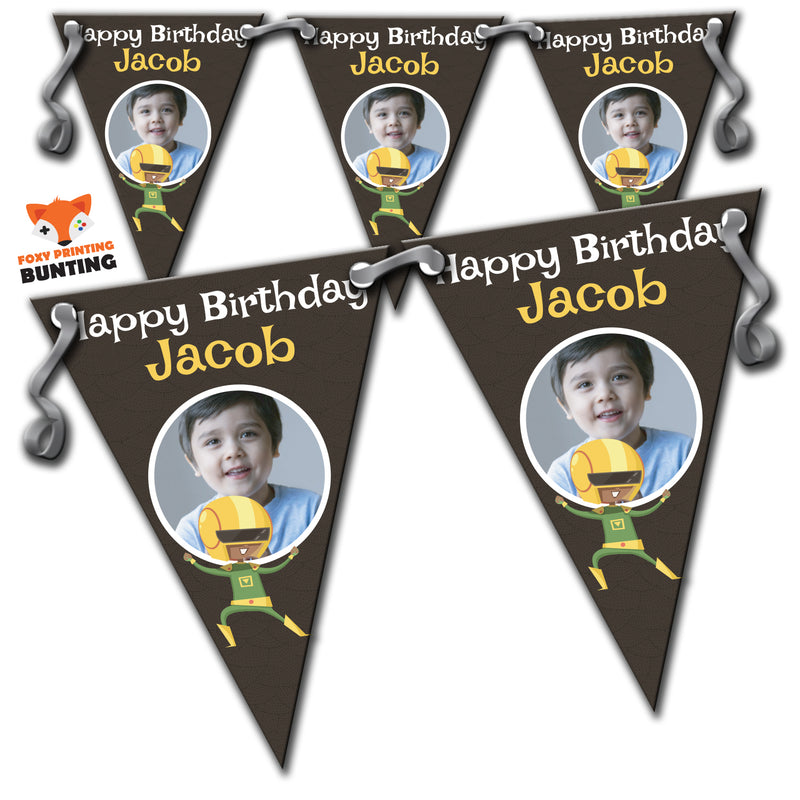 RM81 Single Super Hero Birthday Bunting A Personalised Custom Bunting Premium Party Decorations  (Standard Bunting (14.8cm X 21cm))