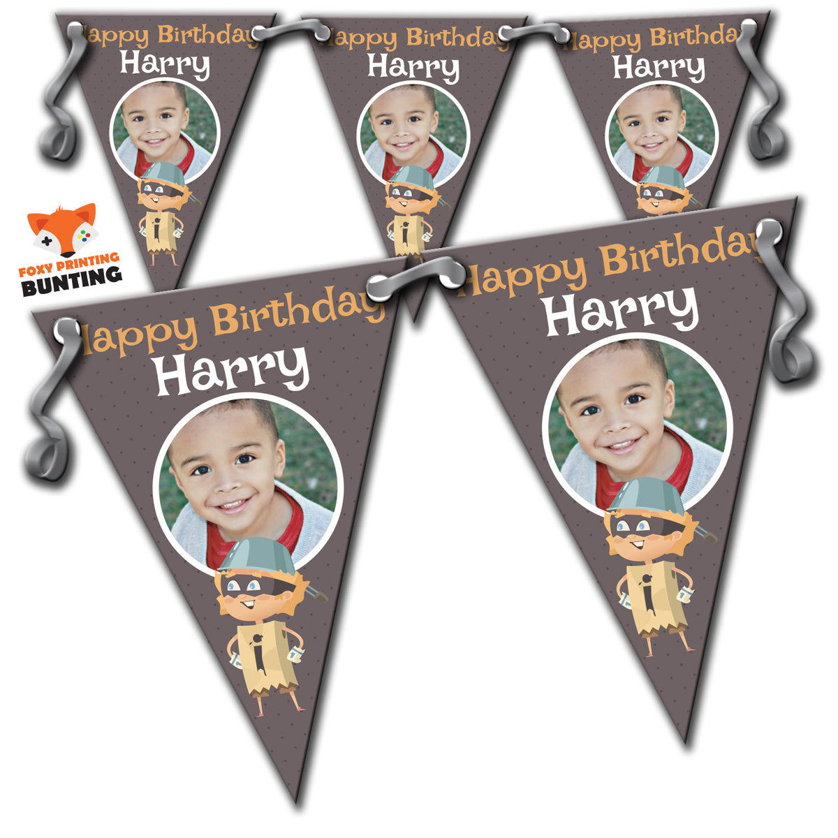 RM85 Single Super Hero Birthday Bunting E Personalised Custom Bunting Premium Party Decorations  (Standard Bunting (14.8cm X 21cm)) – RM85 Single Super Hero Birthday Bunting E Personalised Custom Bunting