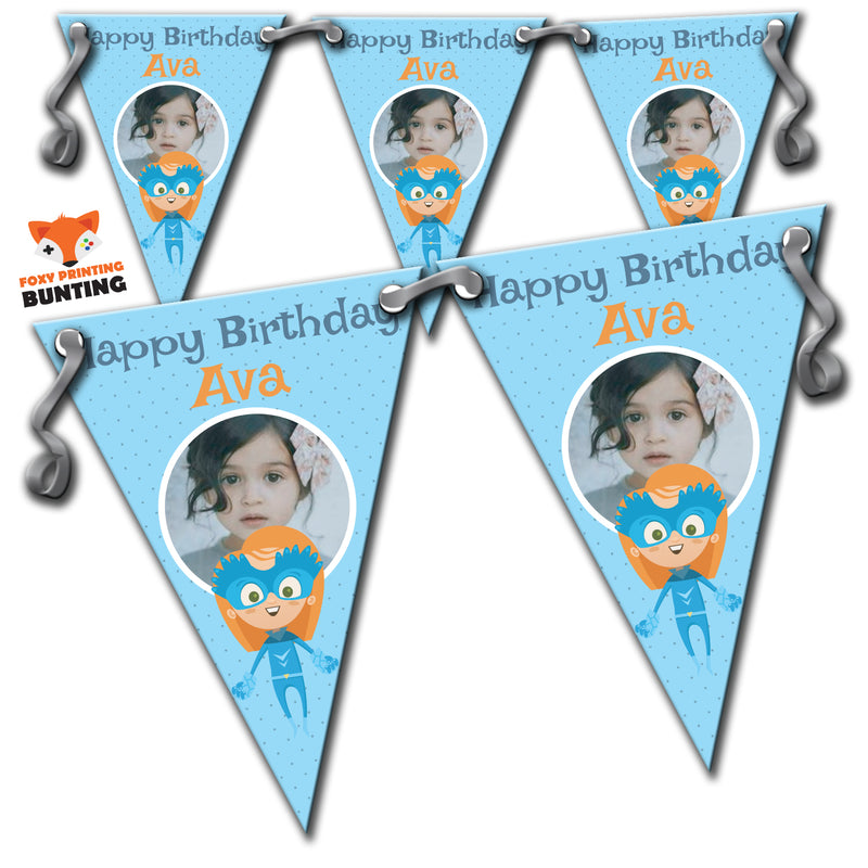 RM87 Single Super Hero Birthday Bunting G Personalised Custom Bunting Premium Party Decorations  (Standard Bunting (14.8cm X 21cm))