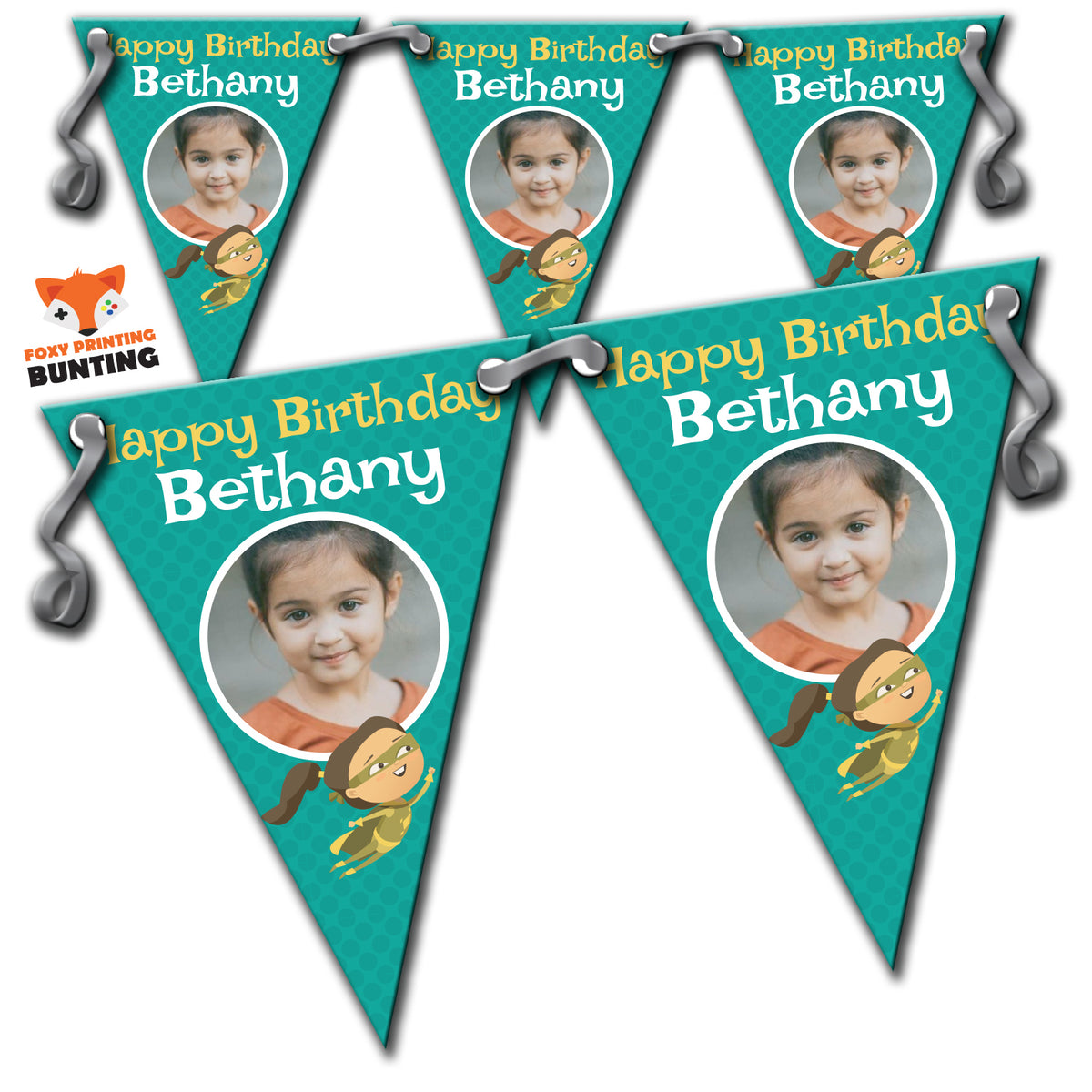 RM89 Single Super Hero Birthday Bunting I Personalised Custom Bunting Premium Party Decorations  (Standard Bunting (14.8cm X 21cm)) – RM89 Single Super Hero Birthday Bunting I Personalised Custom Bunting