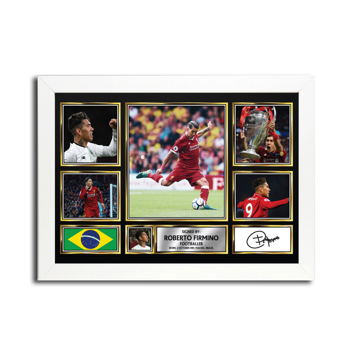 ROBERTO FIRMINO MC1661 – Black Frame Printed Signature Football Poster – Roberto Firmino MC1661