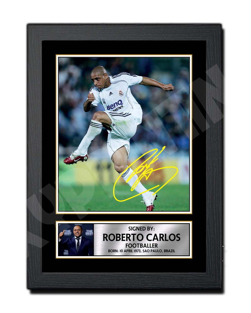 ROBERTO CARLOS Limited Edition Football Player Signed Print - Football