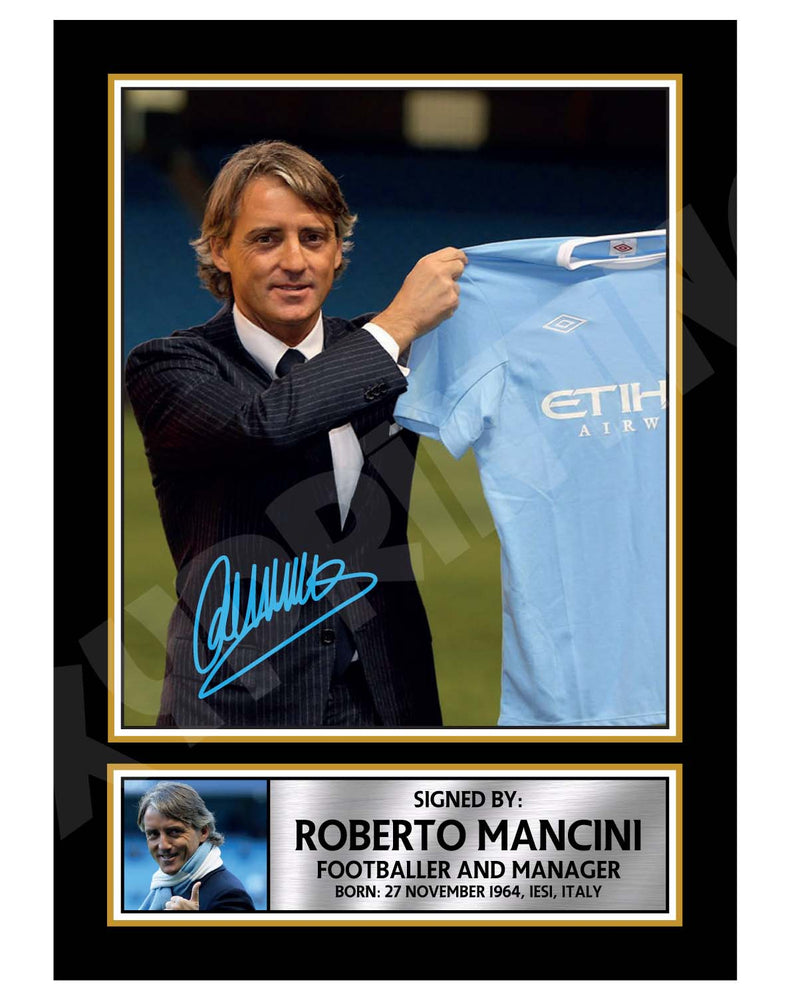 ROBERTO MANCINI 2 Limited Edition Football Player Signed Print - Football