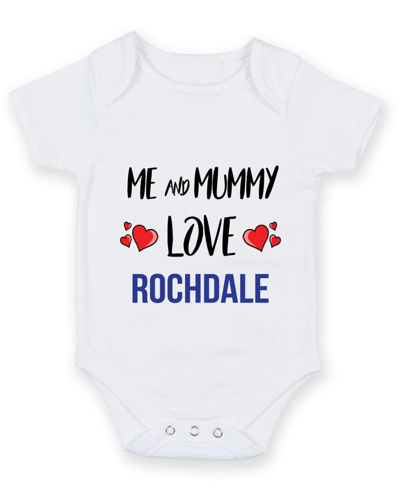 Me and Mummy love ROCHDALE Personalised FOOTBALL TEAM Baby Grow