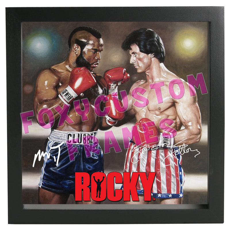 Rocky and Mr T Signed Lego Display Case - Minifigure Display Background and Frames