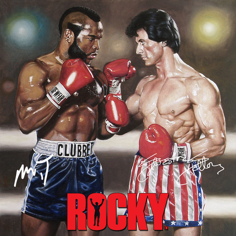 Rocky and Mr T Signed Lego Display Case - Minifigure Display Background and Frames
