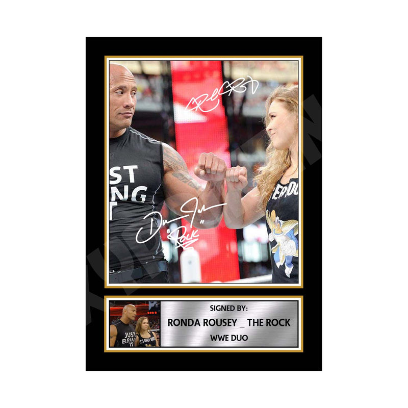 RONDA ROUSEY _ THE ROCK Limited Edition MMA Wrestler Signed Print - MMA Wrestling