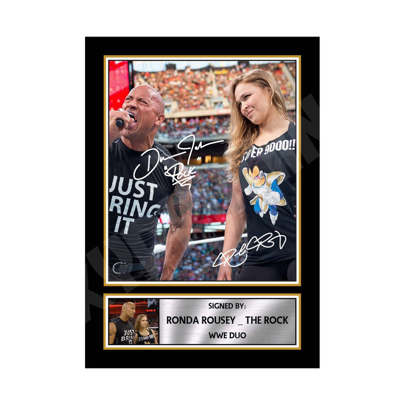 RONDA ROUSEY _ THE ROCK 2 Limited Edition MMA Wrestler Signed Print - MMA Wrestling