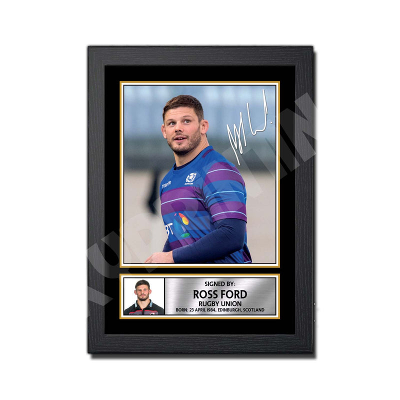 ROSS FORD 1 Limited Edition Rugby Player Signed Print - Rugby