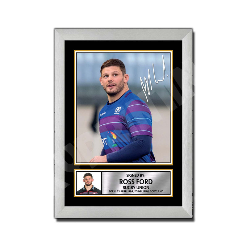 ROSS FORD 1 Limited Edition Rugby Player Signed Print - Rugby