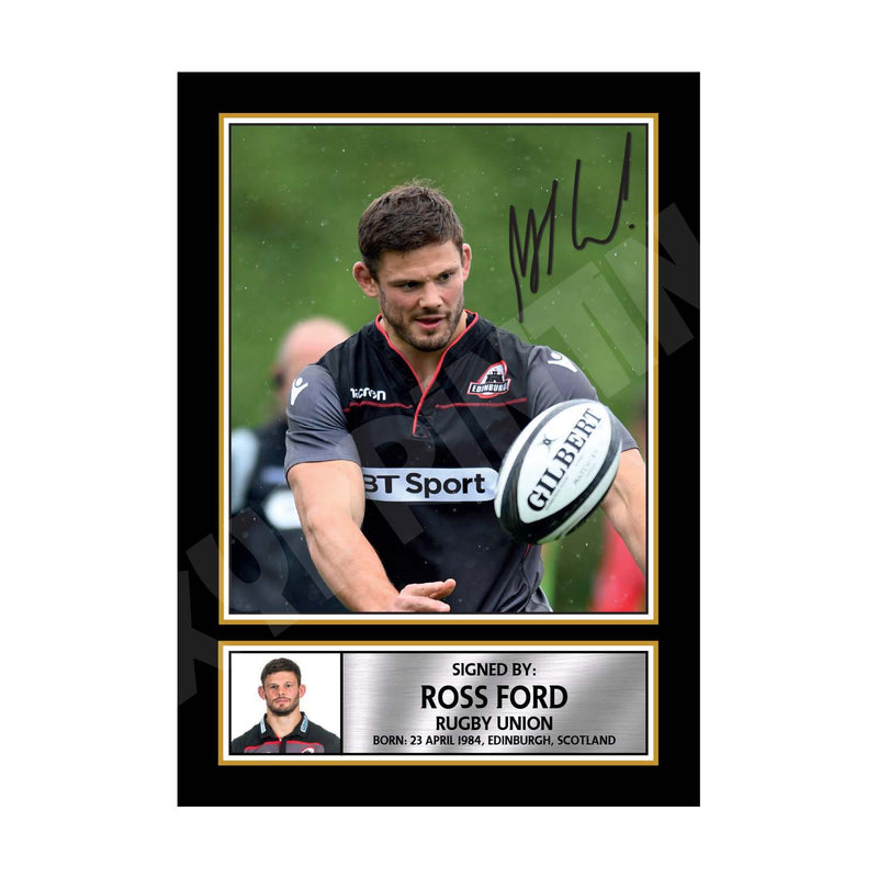 ROSS FORD 2 Limited Edition Rugby Player Signed Print - Rugby