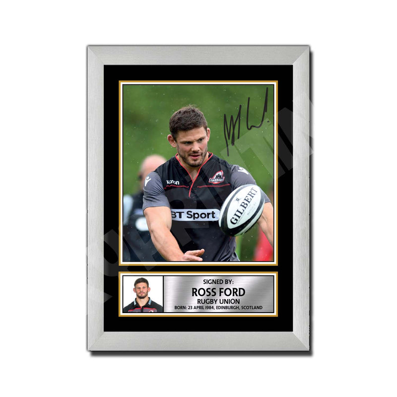 ROSS FORD 2 Limited Edition Rugby Player Signed Print - Rugby
