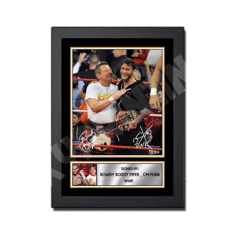 ROWDY RODDY PIPER _ CM PUNK Limited Edition MMA Wrestler Signed Print - MMA Wrestling