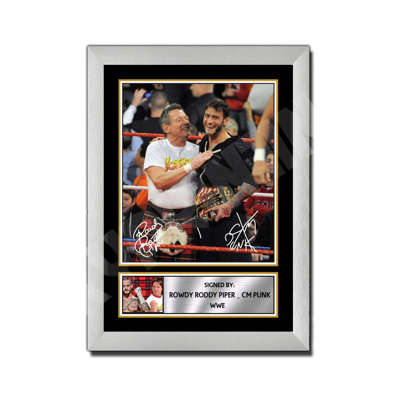ROWDY RODDY PIPER _ CM PUNK Limited Edition MMA Wrestler Signed Print - MMA Wrestling