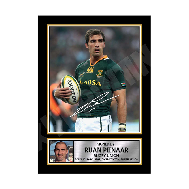 RUAN PIENAAR 2 Limited Edition Rugby Player Signed Print - Rugby