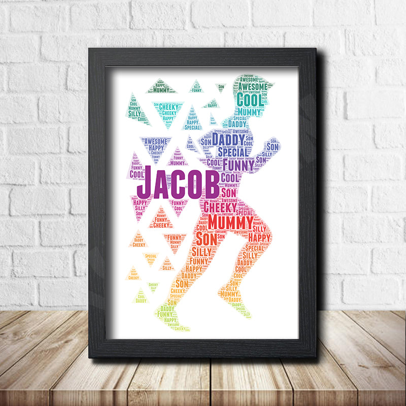 Personalised Runner 1 Word Art Poster Print – Personalised runner word art print in a black frame