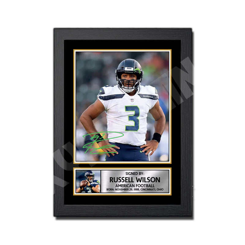 RUSSELL WILSON 2 Limited Edition Football Signed Print - American Footballer