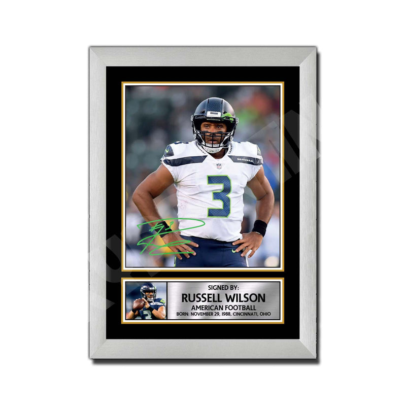 RUSSELL WILSON 2 Limited Edition Football Signed Print - American Footballer