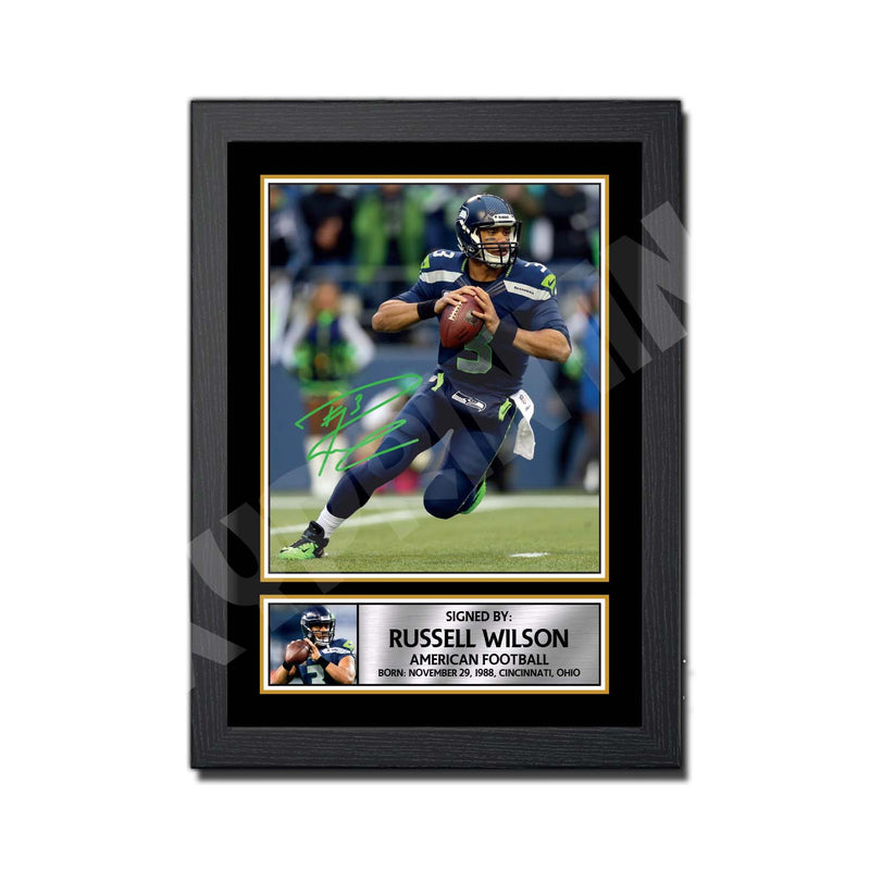 RUSSELL WILSON (1) Limited Edition Football Signed Print - American Footballer