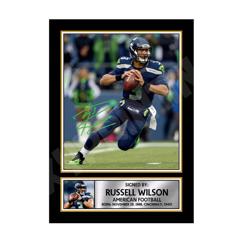 RUSSELL WILSON (1) Limited Edition Football Signed Print - American Footballer