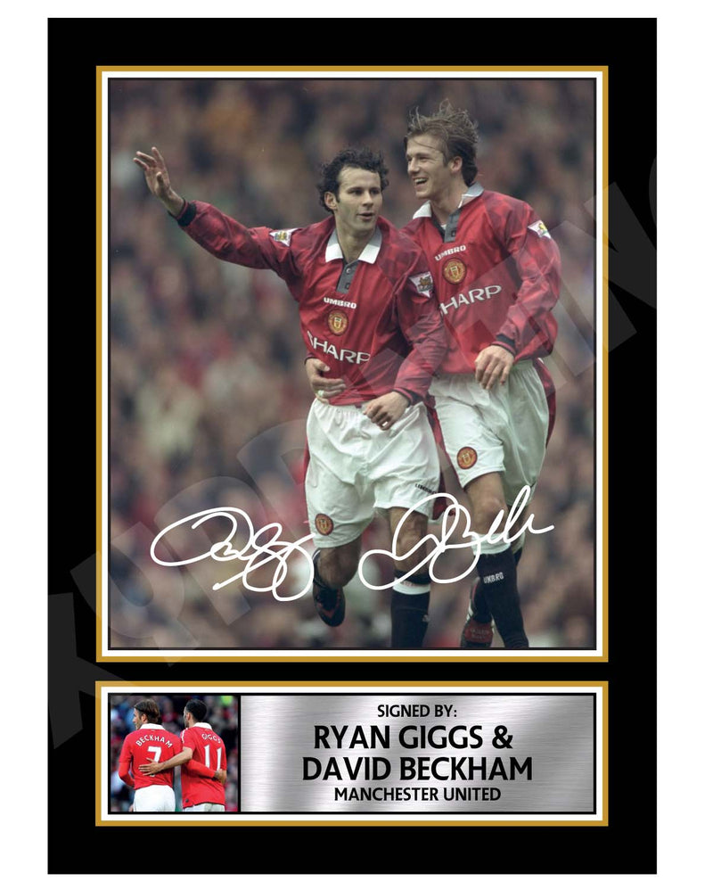 RYAN GIGGS + DAVID BECKHAM Limited Edition Football Player Signed Print - Football