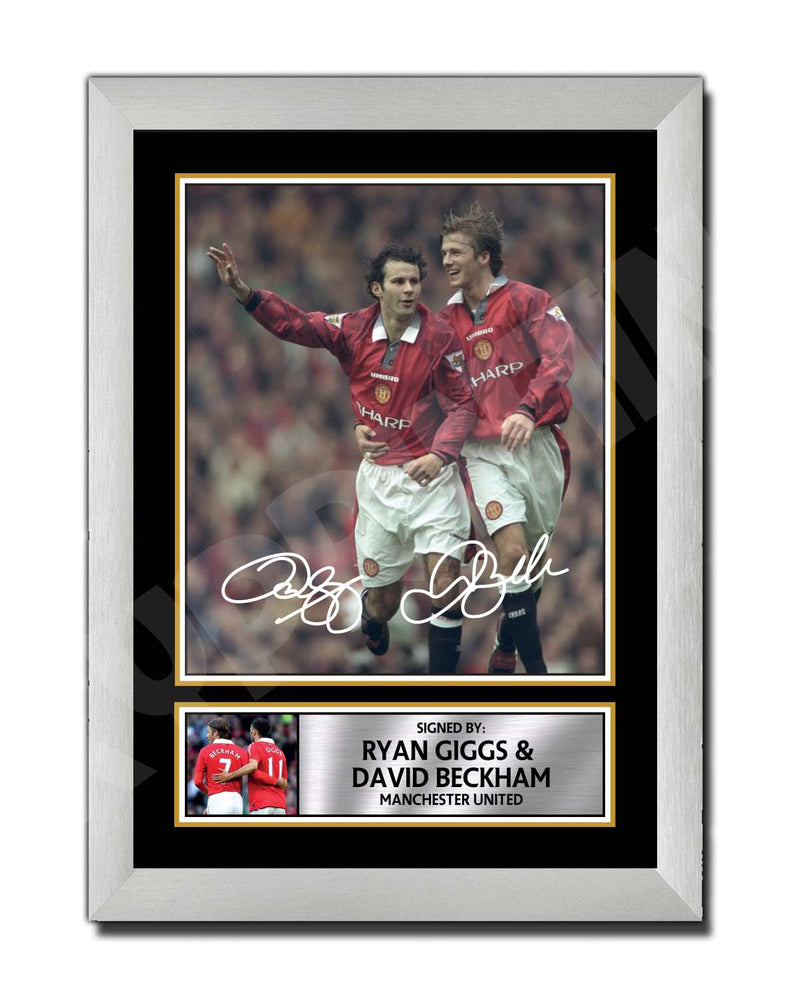 RYAN GIGGS + DAVID BECKHAM Limited Edition Football Player Signed Print - Football
