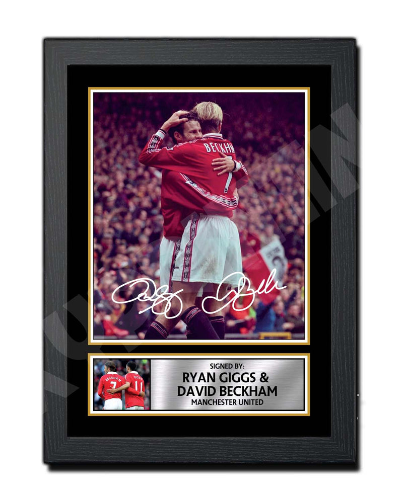 RYAN GIGGS + DAVID BECKHAM 2 Limited Edition Football Player Signed Print - Football
