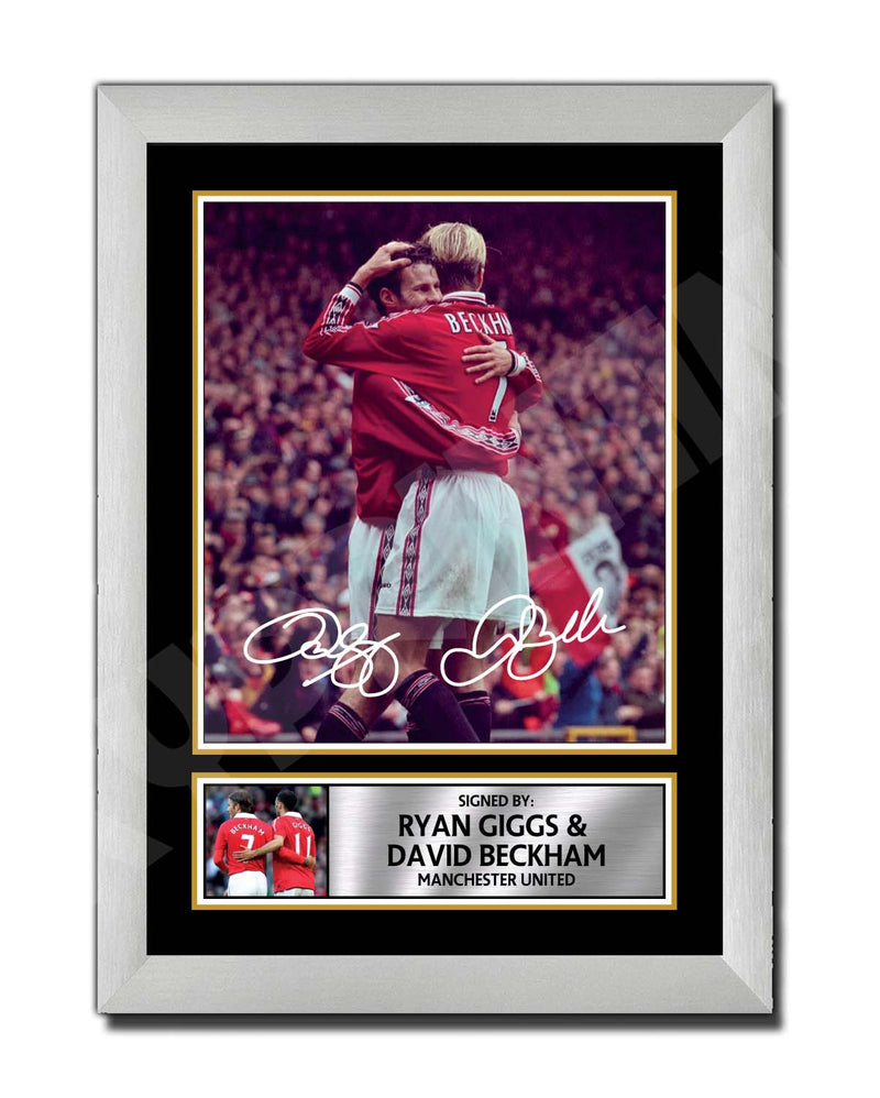 RYAN GIGGS + DAVID BECKHAM 2 Limited Edition Football Player Signed Print - Football