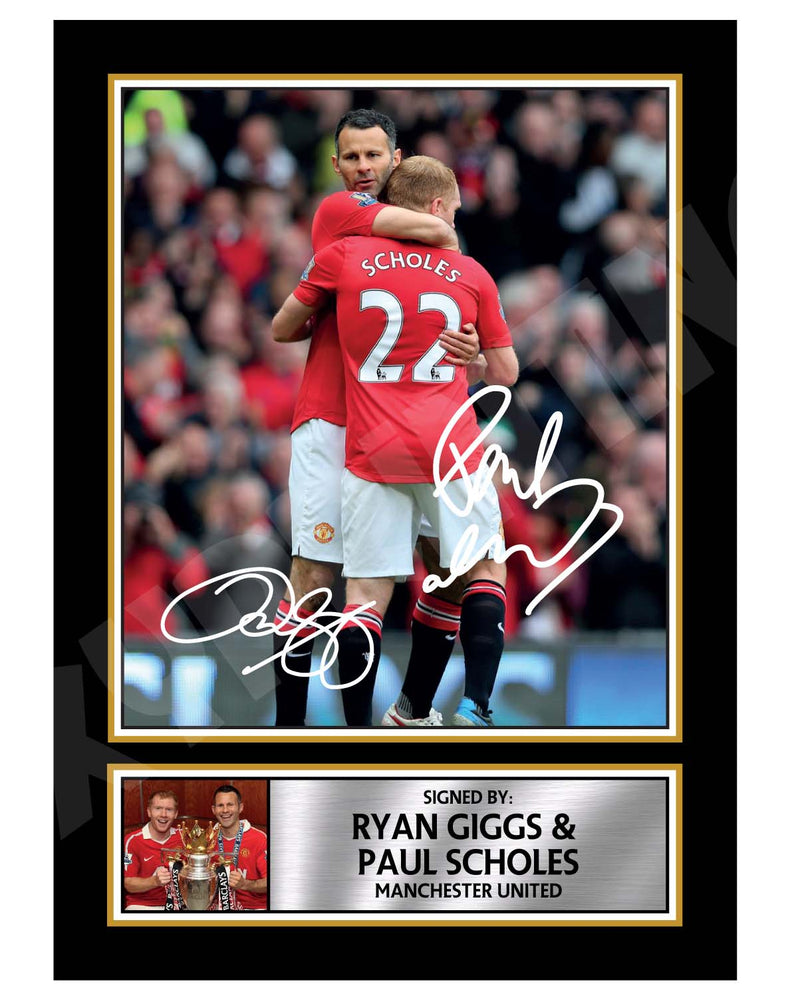 RYAN GIGGS + PAUL SCHOLES Limited Edition Football Player Signed Print - Football