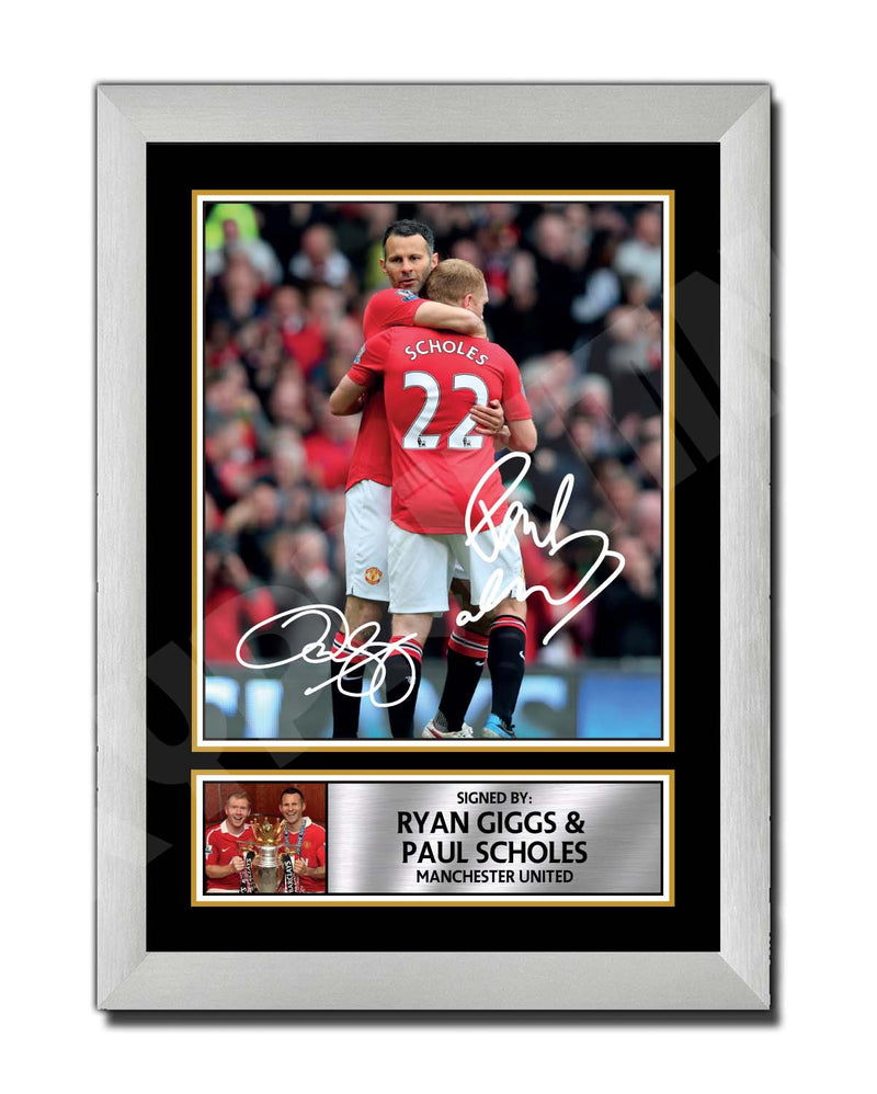 RYAN GIGGS + PAUL SCHOLES Limited Edition Football Player Signed Print - Football