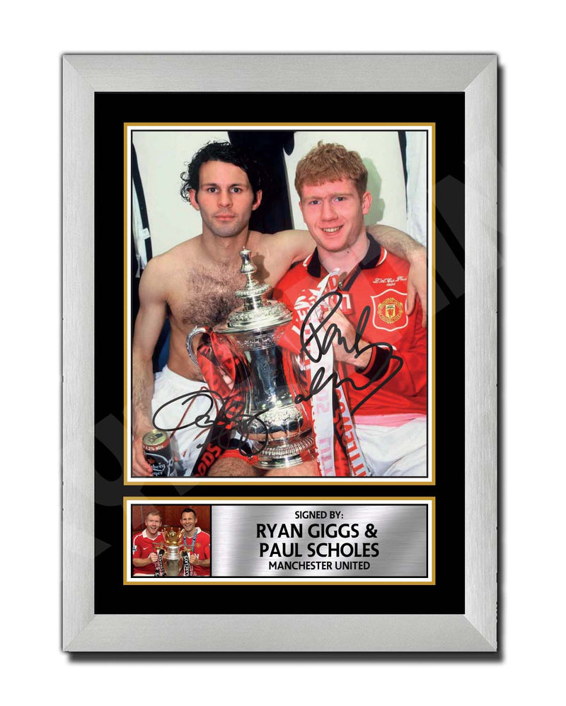 RYAN GIGGS + PAUL SCHOLES 2 Limited Edition Football Player Signed Print - Football
