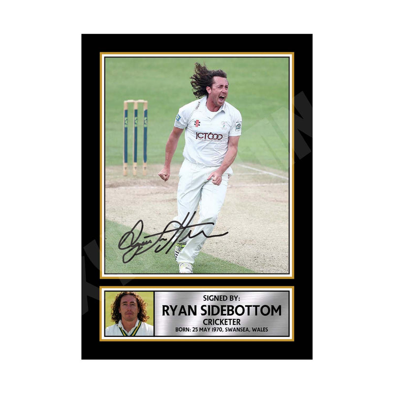 RYAN SIDEBOTTOM Limited Edition Cricketer Signed Print - Cricket Player