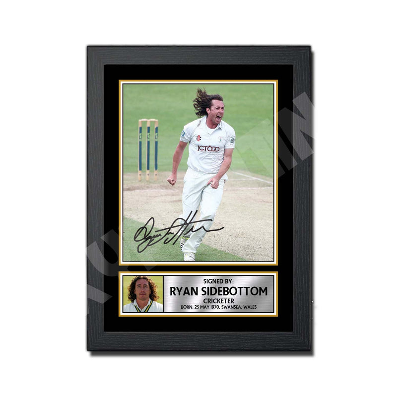 RYAN SIDEBOTTOM Limited Edition Cricketer Signed Print - Cricket Player