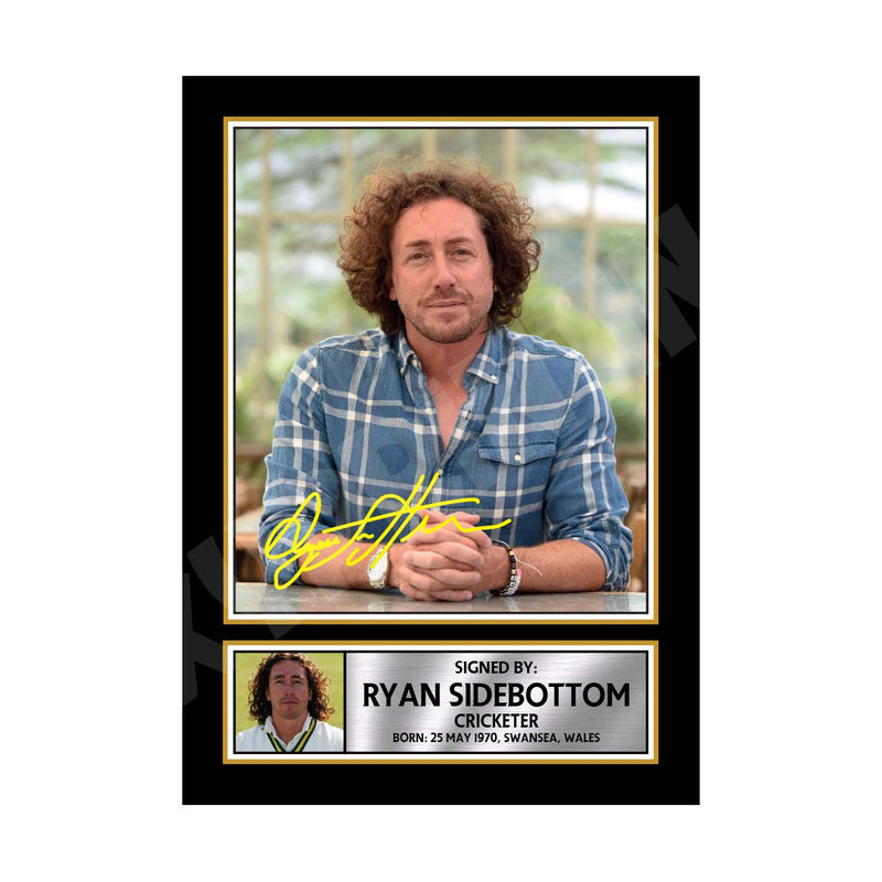 RYAN SIDEBOTTOM 2 Limited Edition Cricketer Signed Print - Cricket Player