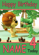 Happy Birthday Ra Ra The Lion Green THEME INSPIRED Kids Adult Personalised Birthday Card