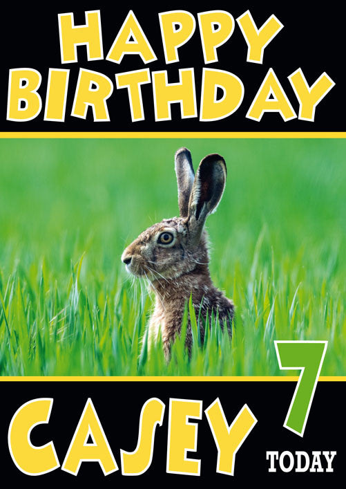 Rabbint In Tall Grass Funny Kids Adult Personalised Birthday Card