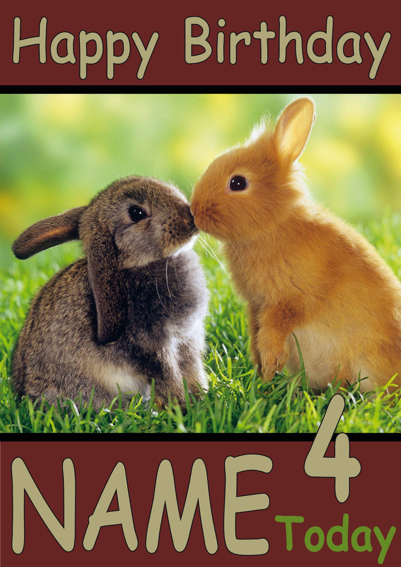 Rabbits Kissing Funny Kids Adult Personalised Birthday Card Gift Present