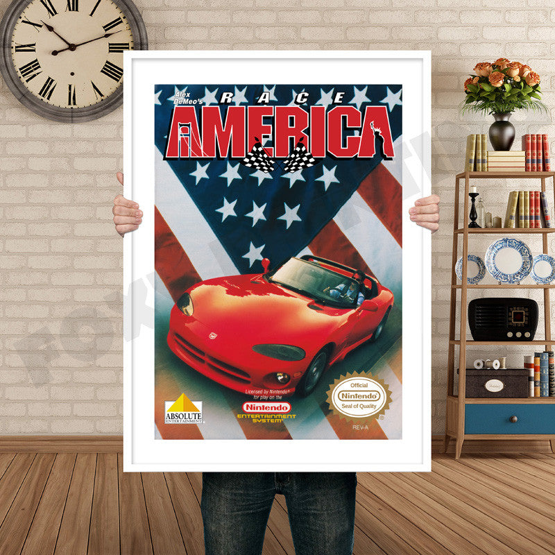 Race America Retro GAME INSPIRED THEME Nintendo NES Gaming A4 A3 A2 Or A1 Poster Art 464