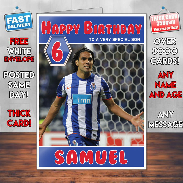 Radamel Falcao Garcia Theme Inspired Kids Inspired Adult Personalised Sports Birthday Card (SA)