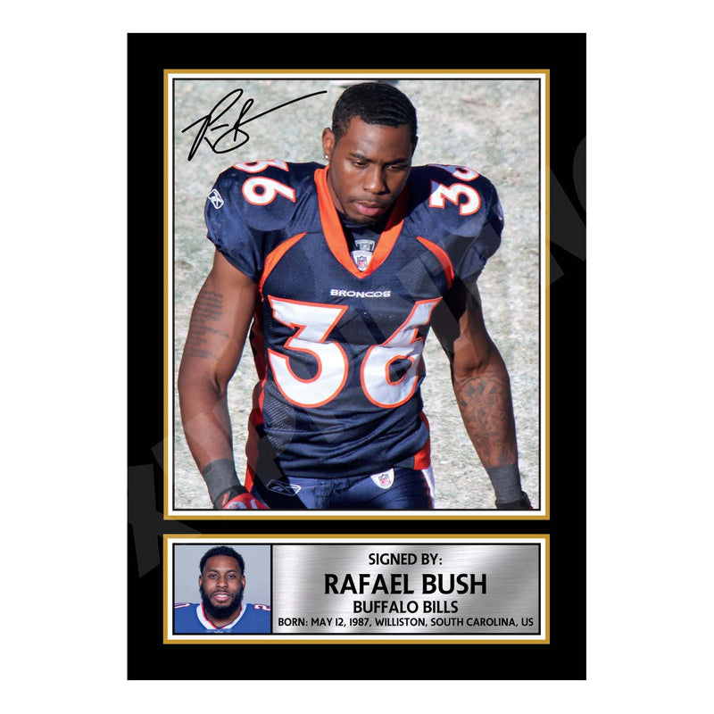 Rafael Bush 1 Limited Edition Football Signed Print - American Footballer