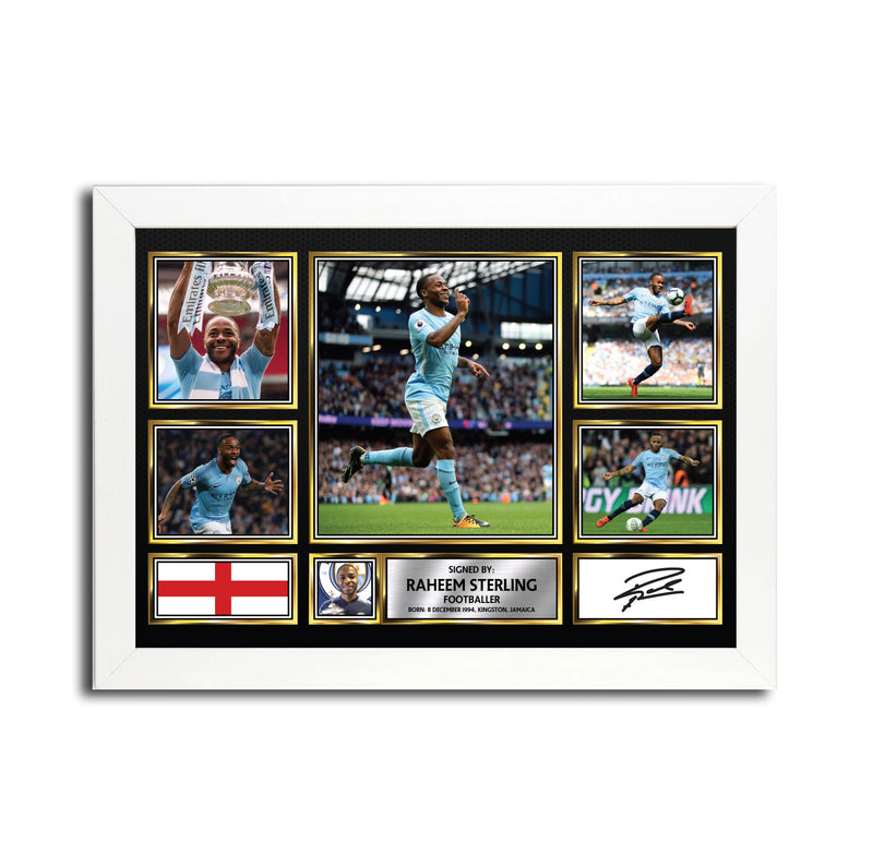 Raheem Sterling MC1658 - Black Frame Autographed Football Poster